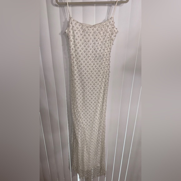 B Darlin White Beaded Maxi Dress - Picture 1 of 3